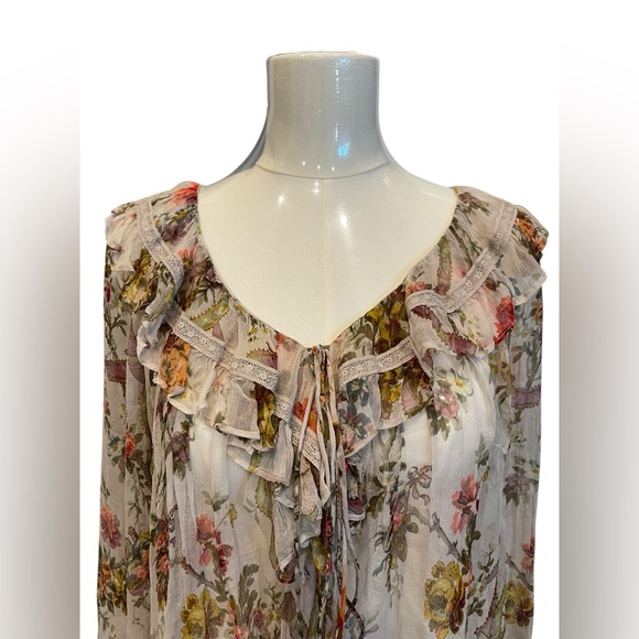 Needle & Thread Floral Print Ruffle Blouse Size:4 - Picture 3 of 12